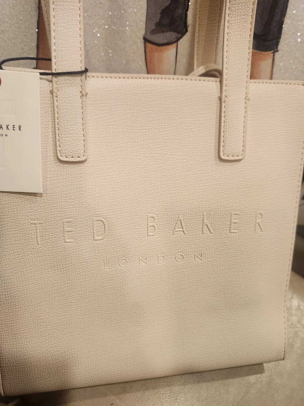 Ted Baker Cream Small Tote Bag W Floral Bag Charm NWT - Picture 4 of 7